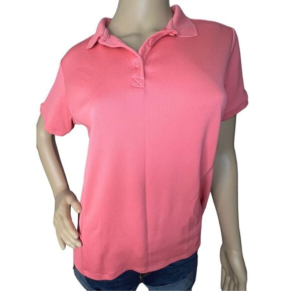 Columbia Short Sleeve Collared Athletic Pink T-Shirt - Picture 1 of 3